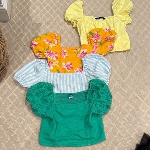 4 Zara/ Old Navy Kids' Yellow, Green, and Blue Tops Set